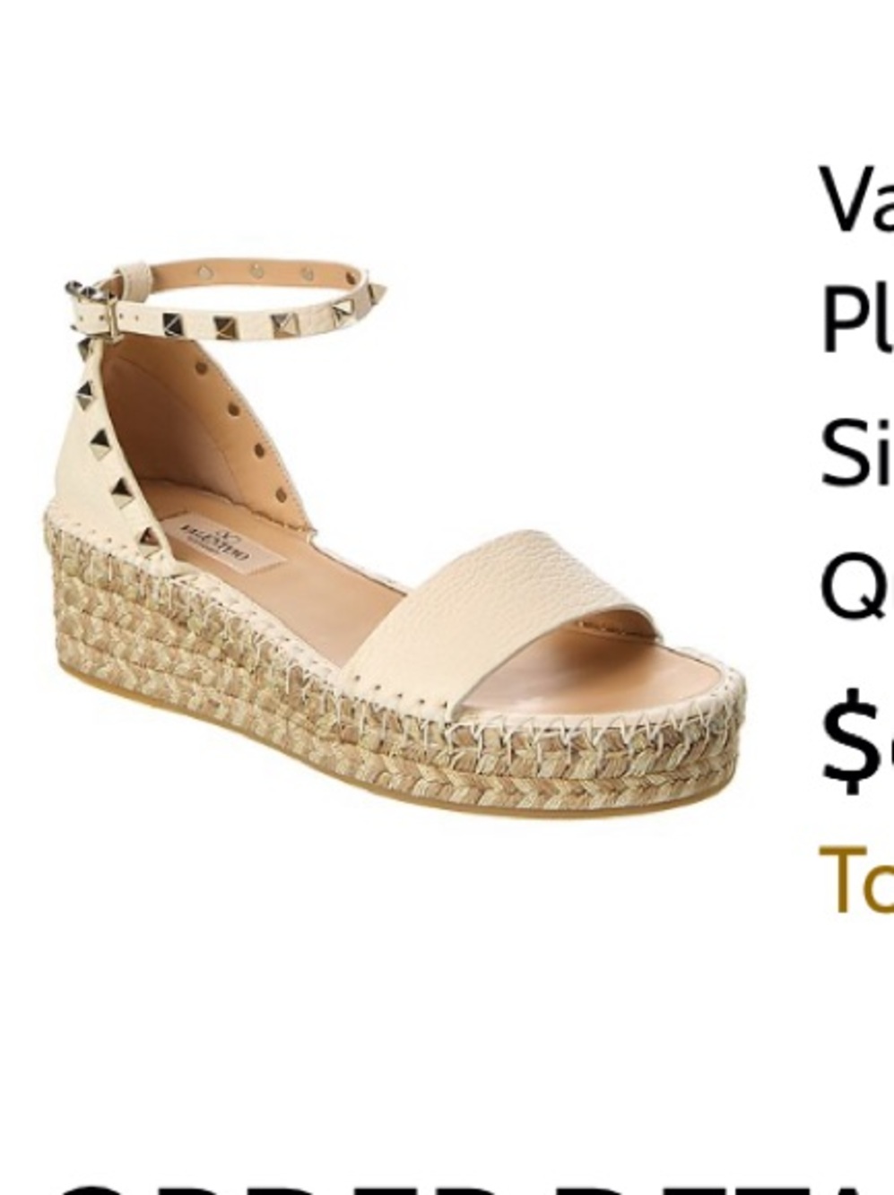 Valentino Rockstud 55 Grainy Leather Platform Sandals in Sand